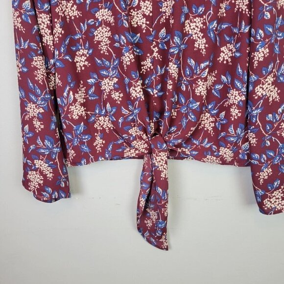 Madewell Bell Sleeve Tie Front Top Antique Flora M - Picture 4 of 13
